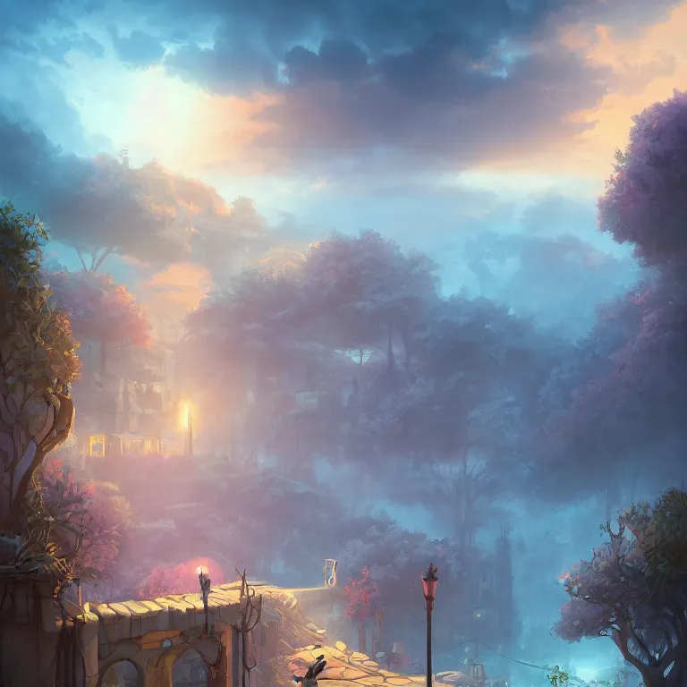 Prompt: A beautiful ultra detailed matte painting at the gates of DAWN, cinematic lighting, vivid, byCyril Rolando, David Wiesner, unreal engine, featured on artstation