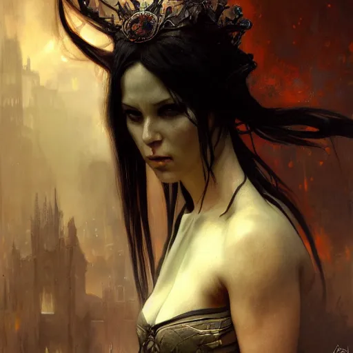 Prompt: dark goth queen, dark fantasy, hyperrealistic portrait, art of elysium by jeremy mann and alphonse mucha, fantasy art, photo realistic, dynamic lighting, artstation, full figure poster, volumetric lighting, very detailed face, 4 k, award winning