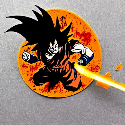 Image similar to die cut sticker, goku, gatling attack by luffy, splatter paint