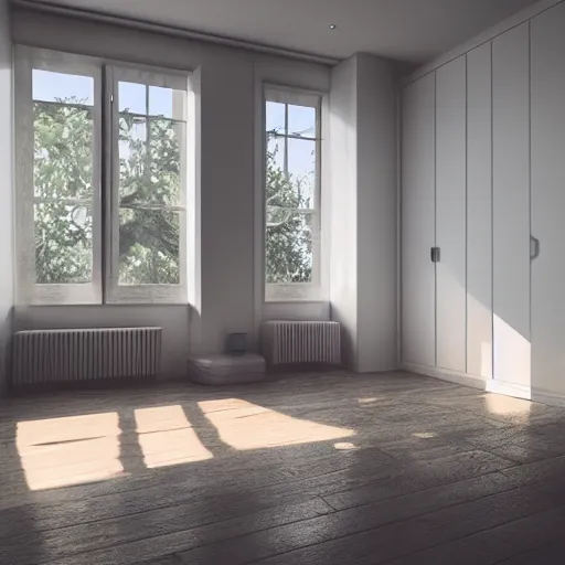 Image similar to Photorealistic meditative room in the morning sunlight