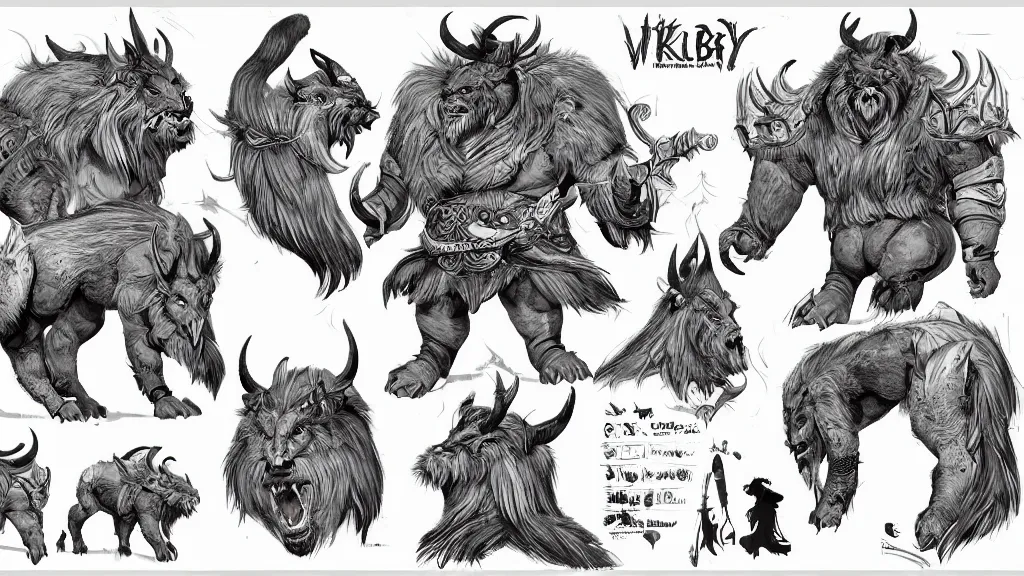 Image similar to a fantasy wereboar viking character design sheet, trending on artstation