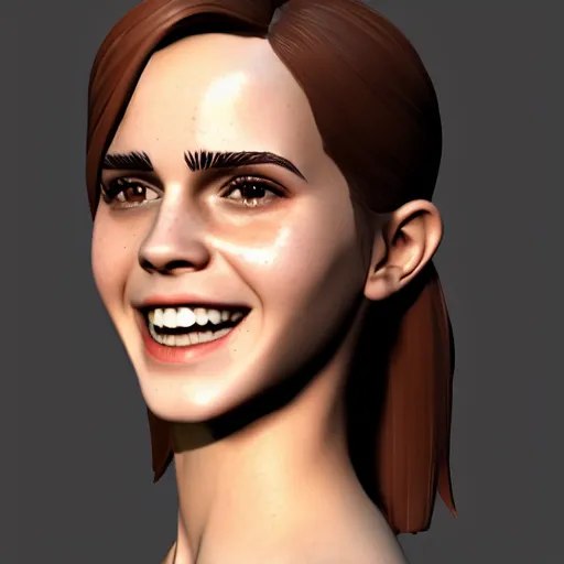 Prompt: textured film grain subsurface scattering fashion model face smiling laughing squinting emma watson as a fortnite character cgsociety octane render unreal engine redshift render trending on artstation trending on artstation render blender behance cg superhero