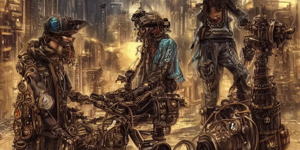 Image similar to Steampunk and Cyberpunk