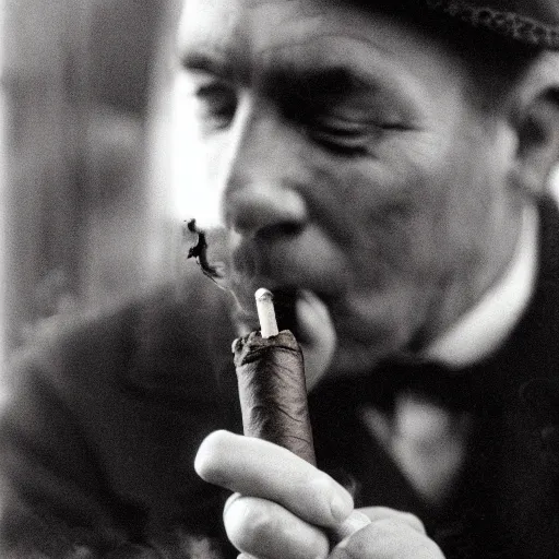 Image similar to a photo of a man smoking a cigar