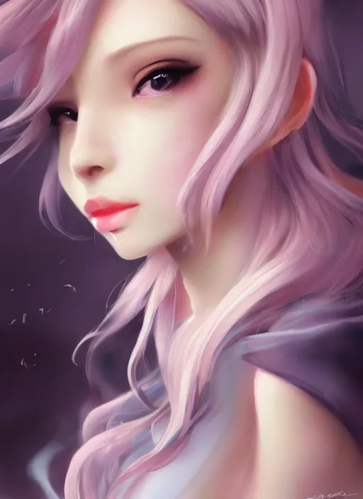 Prompt: brilliant, elegant, pastel texture, matte painting hyperpop portrait trending on pixiv