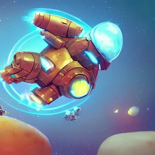 Image similar to 3D Fantasy Cute and adorable mecha piggy flying through space, bright stars, Smooth 3D Illustration, soft render, Servando Lupini, Daniil Kudriavtsev, handpaint texture, Blender, 3DCoat