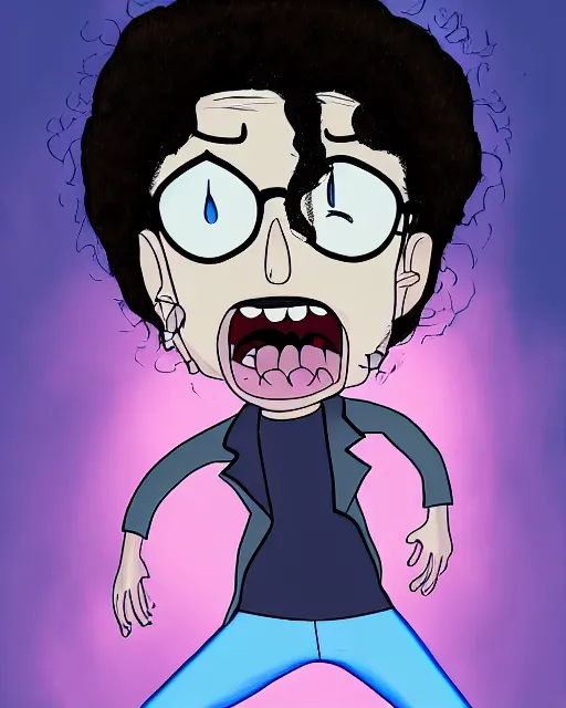 Image similar to portrait of michael jackson in the style of justin roiland. cinematic lighting. style of rick & morty. photographic, photography. by justin roiland