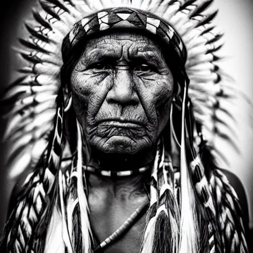 Prompt: “Native American, intense portrait”