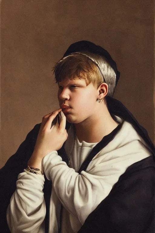 Image similar to portrait of yung lean renaissance style