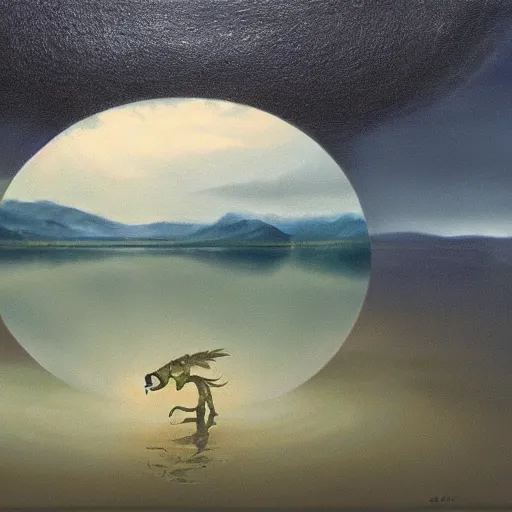 Prompt: crab monster in the lake, matte painting, detailed, elden ring, oil on canvas