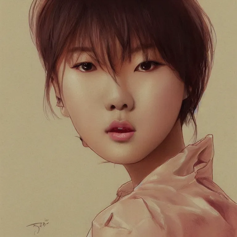 Image similar to portrait of kpop idol, expressive pose, lively expression, a pastel by chip zdarsky, trending on pinterest, mingei, full body, stylish, intricate, elegant, rose tones, highly detailed, digital painting, artstation, concept art, smooth, sharp focus, illustration, art by artgerm and greg rutkowski and alphonse mucha