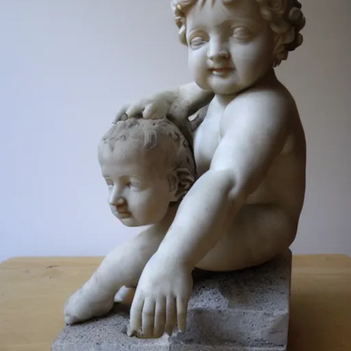 Prompt: neo - classical statue of ugly baby