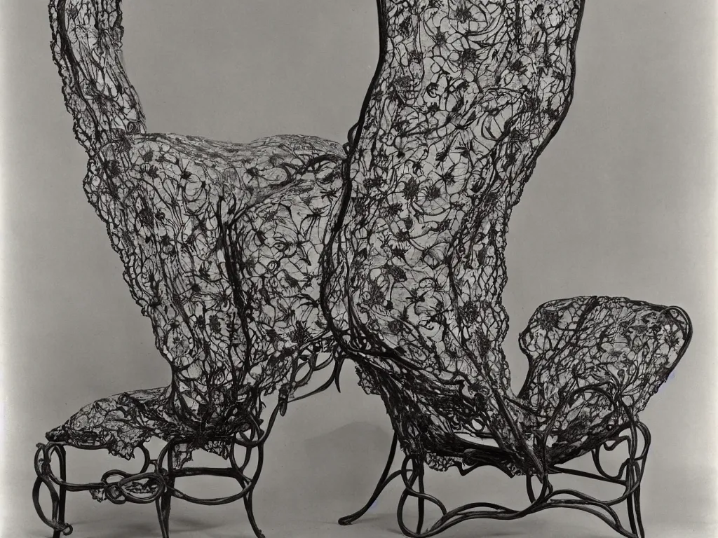 Image similar to lace chair with human feet. karl blossfeldt, salvador dali