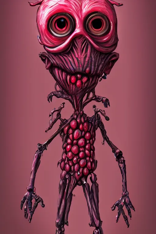 Image similar to a humanoid figure raspberry man monster, large eyes, highly detailed, digital art, sharp focus, trending on art station, anime art style