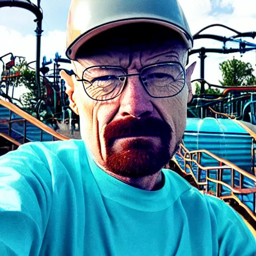 Image similar to Walter White selfie on water Park ride amusement Park