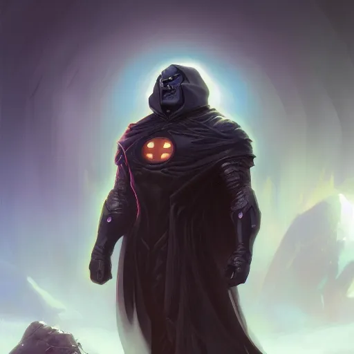 Prompt: darkseid character portrait, wearing a black cloak, holding a large platinum shield, by peter mohrbacher, mark brooks, jim burns, wadim kashin, greg rutkowski, larry elmore, esao andrews, trending on artstation