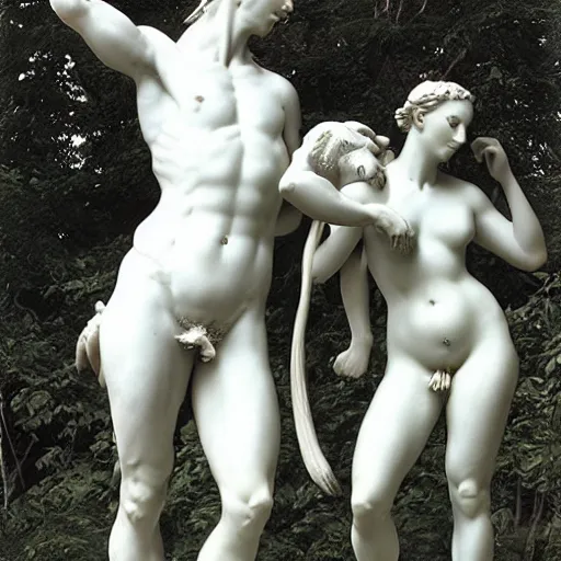 Prompt: centaur and nymph by Reinhold Begas