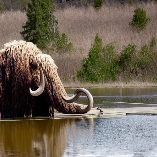 Image similar to wooly mammoth in a pond