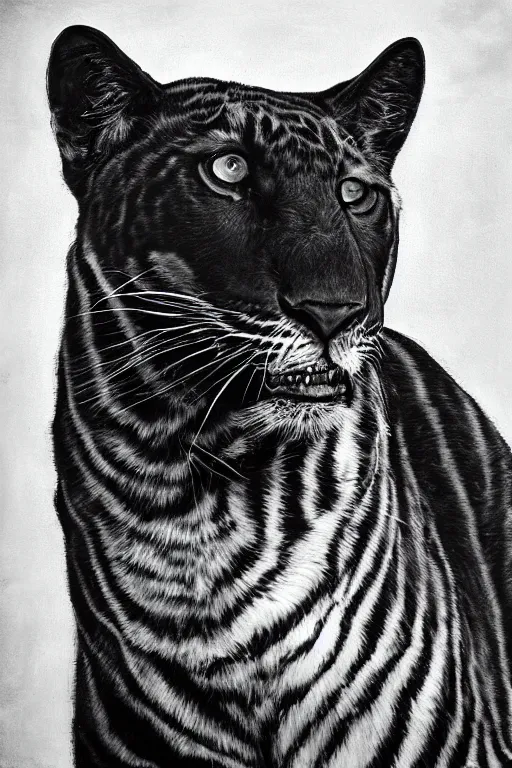 Image similar to portrait of black and white panther, lgbtq, award winning portrait