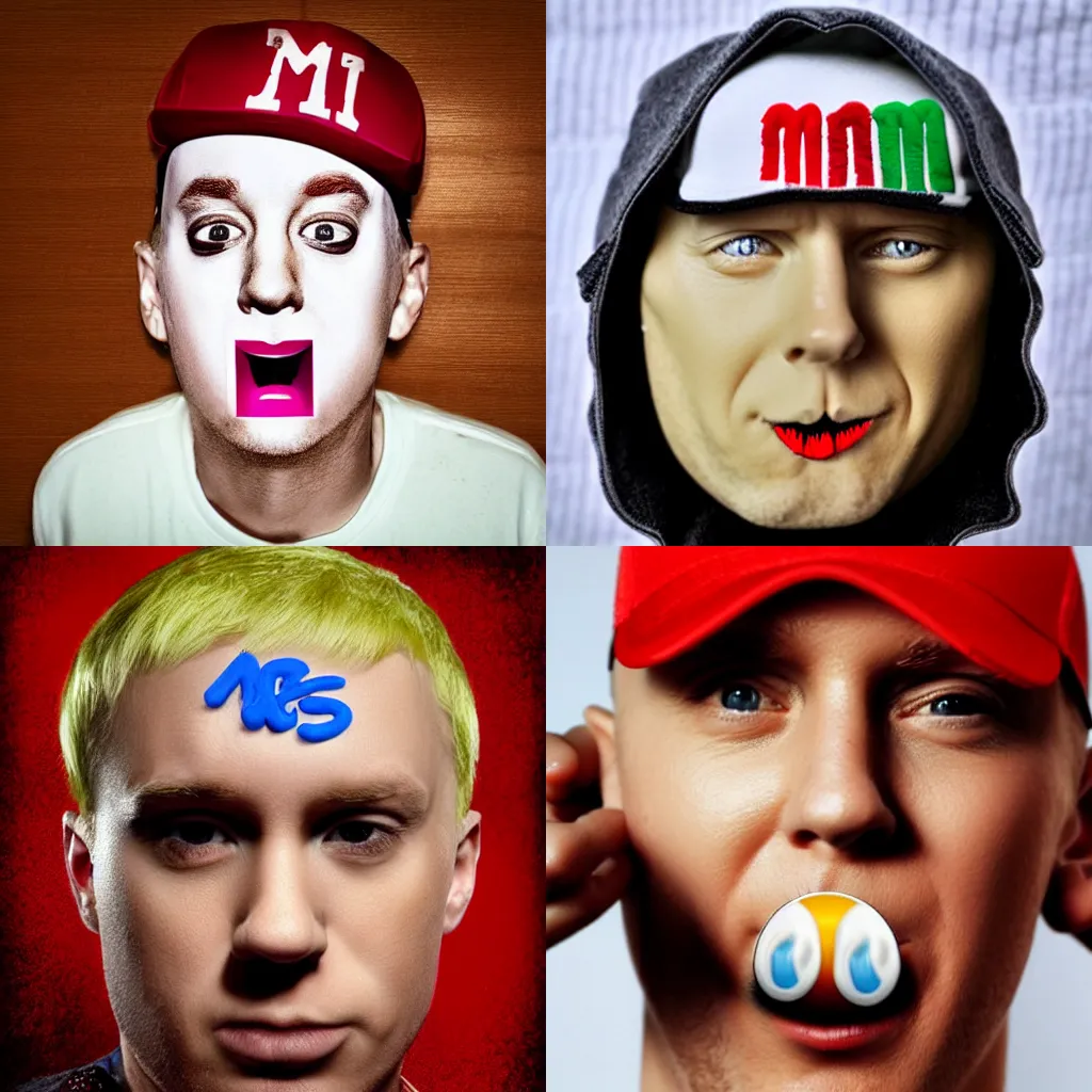 Prompt: M&M with Eminem face