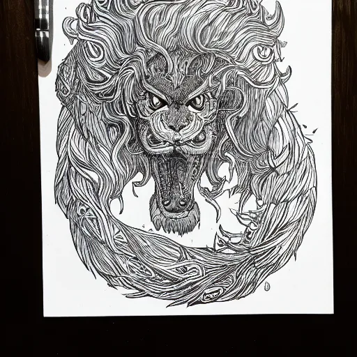 Prompt: manticore, line art, detailed