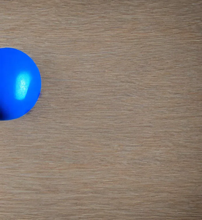 Prompt: a blue ball on a table