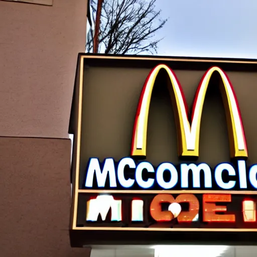 Image similar to mcdonald's sign, funny jumbled letters