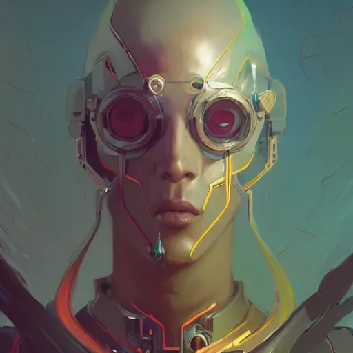 Prompt: a portrait of a cybernetic occultist of the golden dawn, cyberpunk concept art by pete mohrbacher and wlop and artgerm and josan gonzales, digital art, highly detailed, intricate, sci-fi, sharp focus, Trending on Artstation HQ, deviantart, unreal engine 5, 4K UHD image