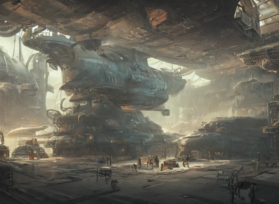 the inside of a futuristic dieselpunk space dock, | Stable Diffusion ...