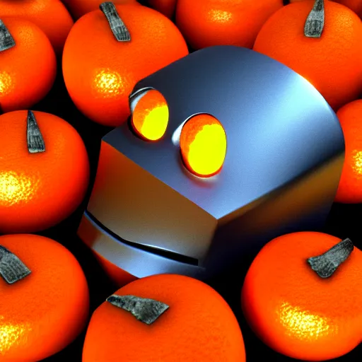 Image similar to the iron giant with orange peel texture, realistic, render