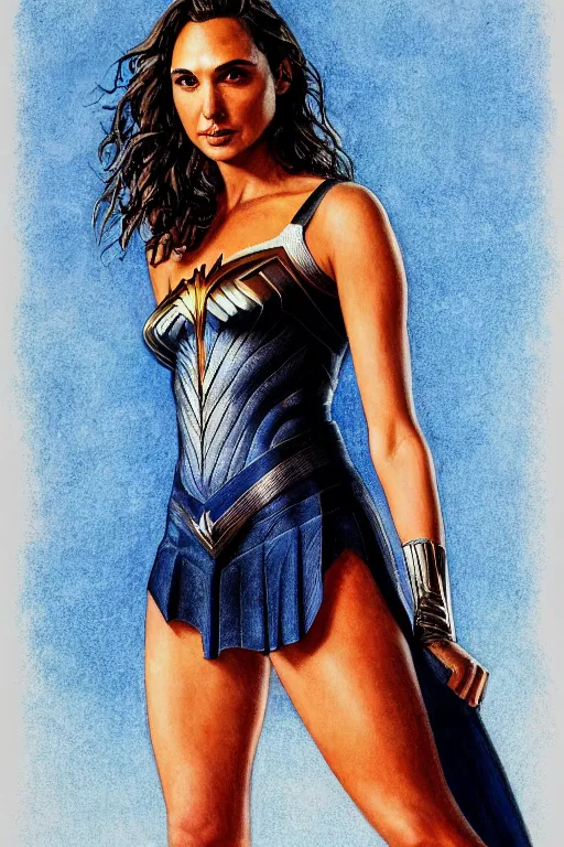 Image similar to full body portrait of gal gadot in the style of steve hanks, 4 k, detailed, 1 / 3 headroom, rule of thirds