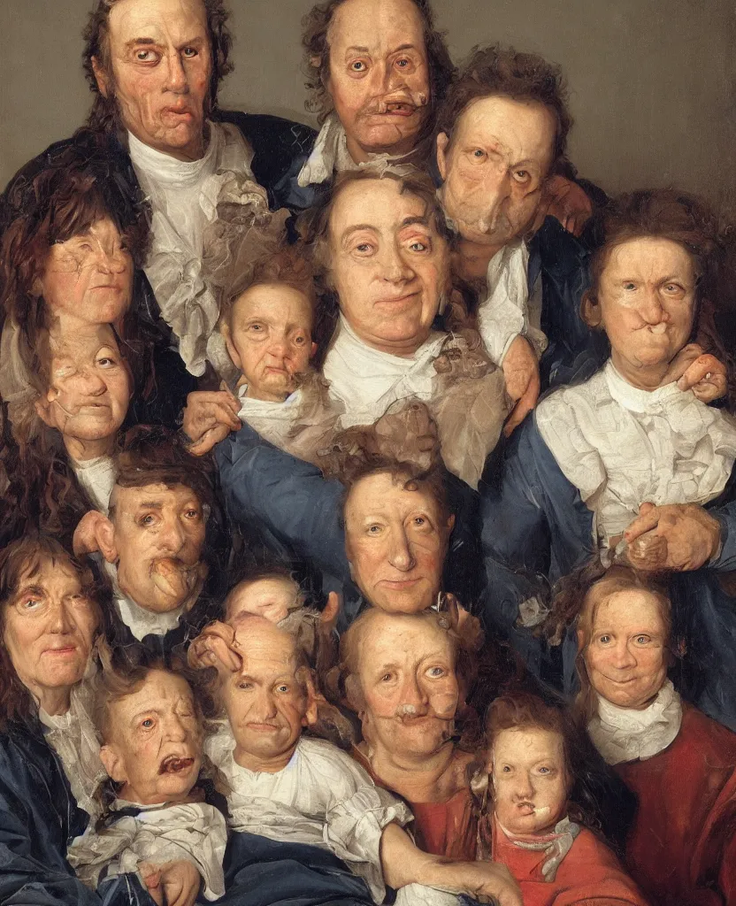 Image similar to portrait of an ugly family, realistic, 8 k