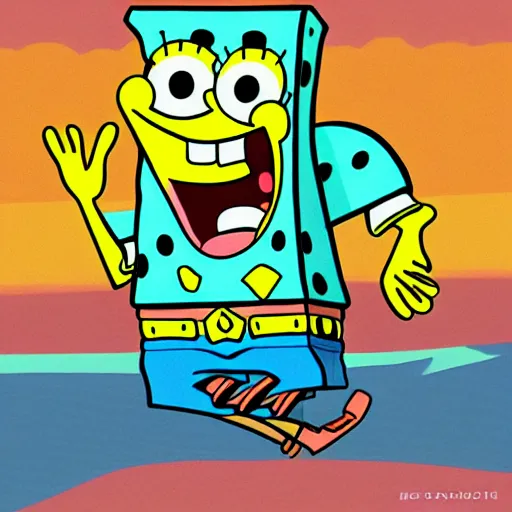 Prompt: spongebob, illustration, art, style cartoon by meatcanyon,