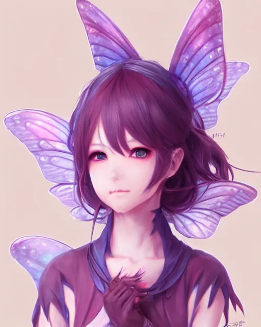 Image similar to character concept art of an anime fairy | | cute - fine - face, gossamer clothing, pretty face, realistic shaded perfect face, fine details by stanley artgerm lau, wlop, rossdraws, james jean, andrei riabovitchev, marc simonetti, and sakimichan, tranding on artstation