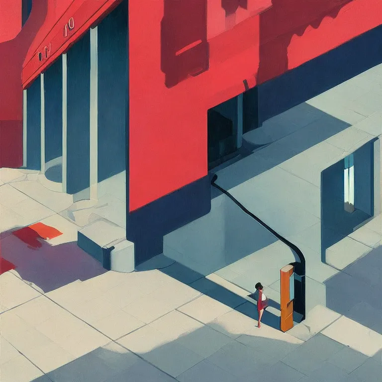 Prompt: morning watefall in an empty city, , painted by Edward Hopper, painted by James Gilleard, airbrush