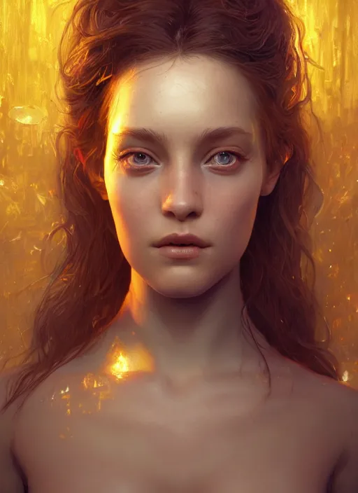 Image similar to belle, au naturel, hyper detailed, digital art, trending in artstation, cinematic lighting, studio quality, smooth render, fluorescent skin, unreal engine 5 rendered, octane rendered, art style by klimt and nixeu and ian sprigger and wlop and krenz cushart