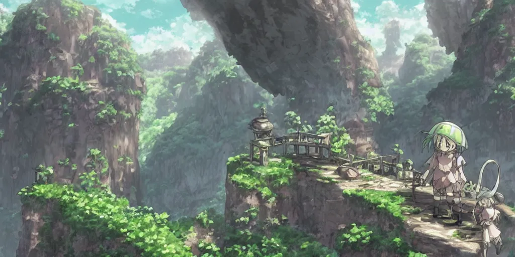 Image similar to made in abyss landscape style