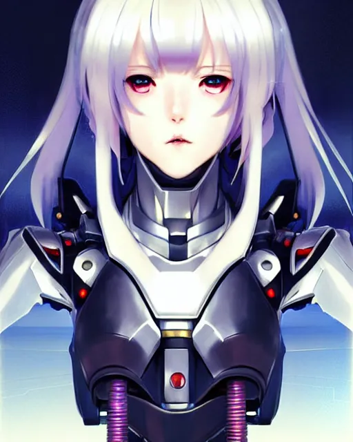 Image similar to portrait Anime Girl in mecha armor in night tokyo Sharp fine face pretty face, realistic shaded Perfect face, fine details. Anime. cyberpunk realistic shaded lighting by katsuhiro otomo ghost-in-the-shell, magali villeneuve, artgerm, rutkowski Jeremy Lipkin and Giuseppe Dangelico Pino and Michael Garmash and Rob Rey