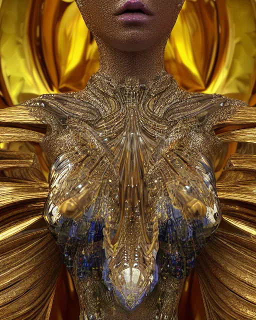 Image similar to a highly detailed metahuman 4 k close up render of an alien goddess bella hadid monument amor in iris van herpen dress schiaparelli in diamonds crystals swarovski and jewelry iridescent in style of alphonse mucha gustav klimt trending on artstation made in unreal engine 4