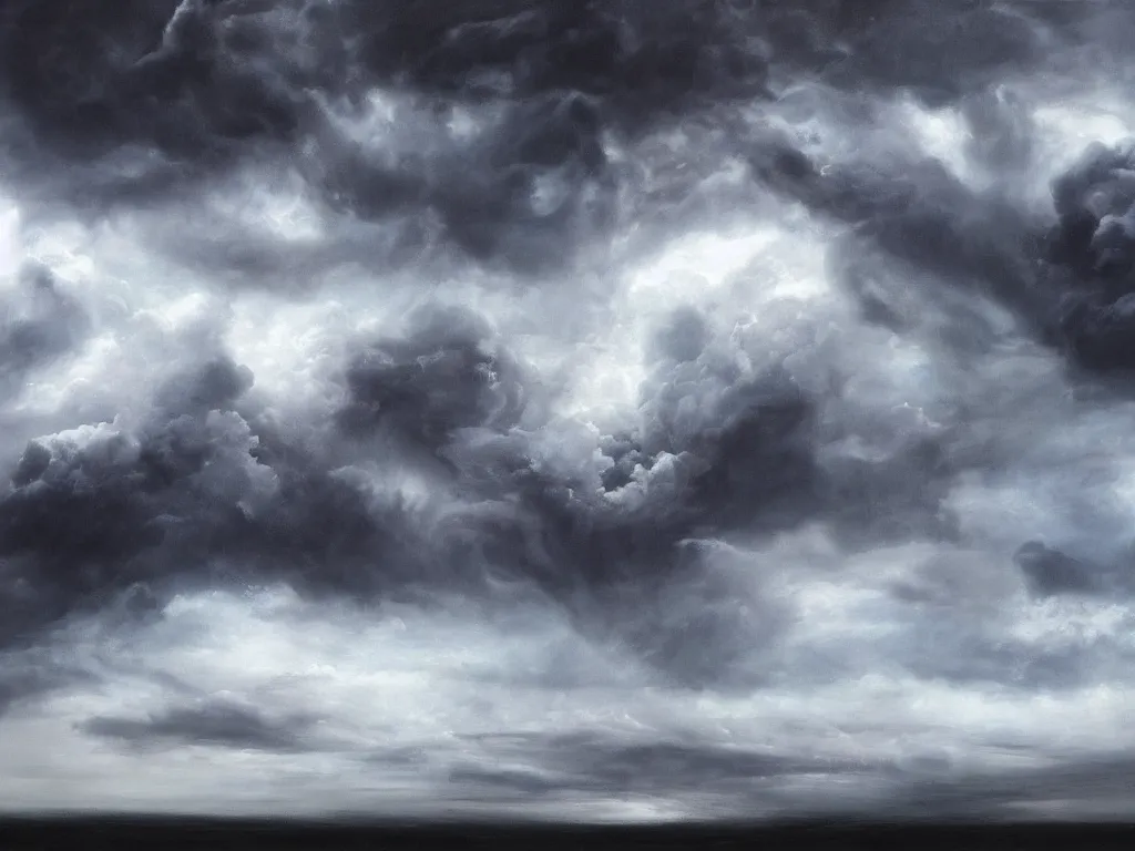 Image similar to cloudscape. very detailed dark super storm, hyper realistic david holland clouds, impressive, magical, very atmospheric, smoke boiling, cinematic, deep, very high complexity, stunning, dramatic masterpiece, iridescent, chiaroscuro, in the style of laura den hertog and michael creese, very detailed. 4 k