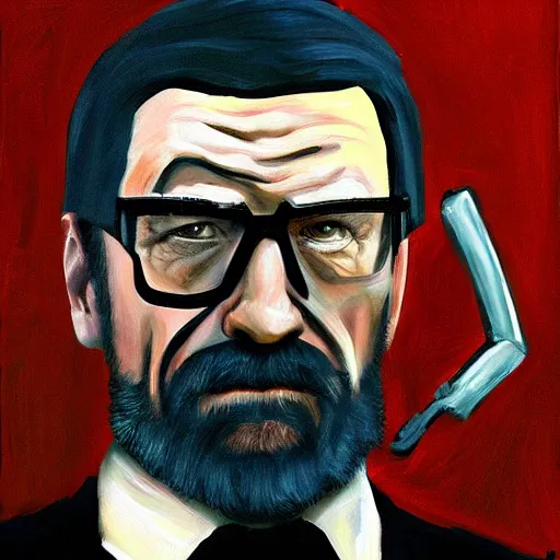 Image similar to bryan cranston as Gordon freeman, painting