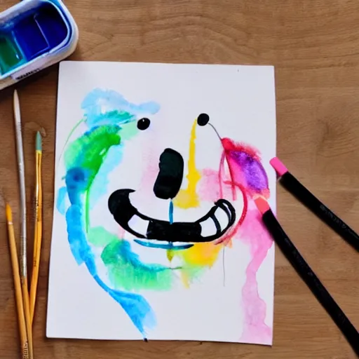 Image similar to happy smiling faces + water Color paint + line drawing ::