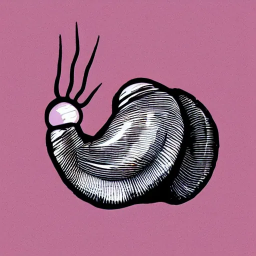 Prompt: metal snail, vaporwave screenprint