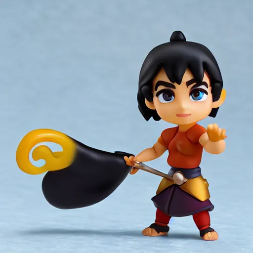 Image similar to pixar warrior aladdin as nendoroid, side view, 8 k hd dof, kodak film,