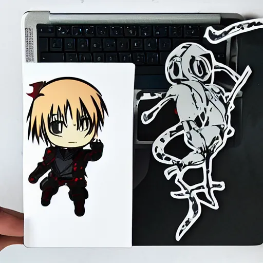 Image similar to die cut sticker, full metal alchemist al and alphons, splatter paint