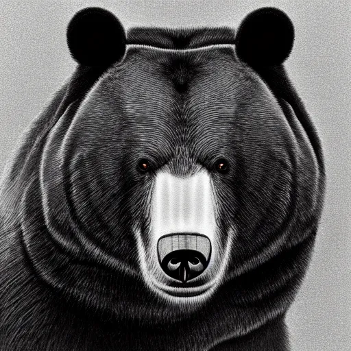 Prompt: painted portrait of a beast bear in monochrome