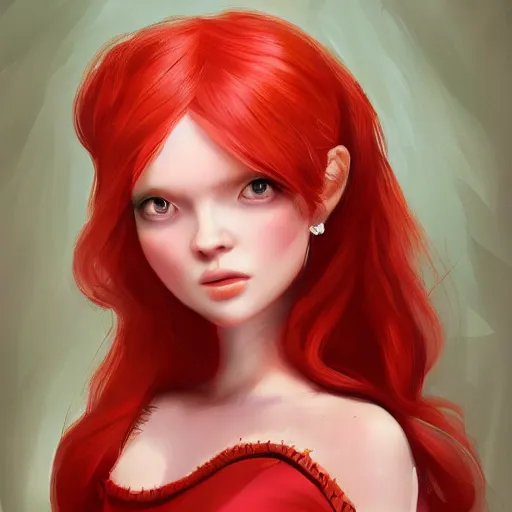 Image similar to a woman wearing a princess outfit, red hair, highly detailed, digital painting, artstation, concept art, smooth, sharp focus, illustration
