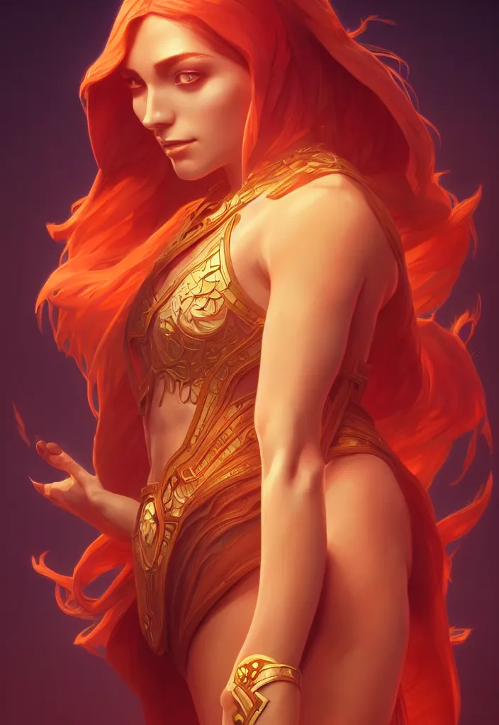 Image similar to symmetry full body portrait of lina, dota 2, global illumination. intricate, elegant, highly detailed, digital painting, artstation, concept art, smooth, sharp focus, illustration, art by artgerm and greg rutkowski and alphonse mucha