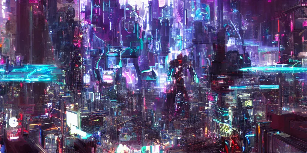 Image similar to god as an cyberpunk futuristic giantic machine