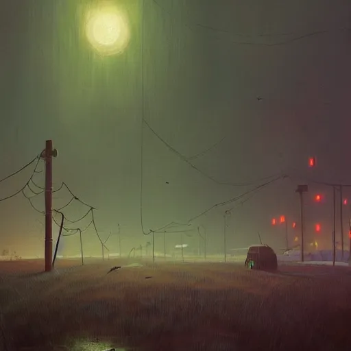 Prompt: skulls and cobwebs by Simon Stalenhag, beautiful lighting, stormy weather